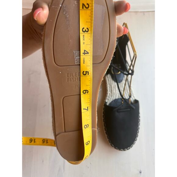 Eileen Fisher black Lace Leather Espadrille size 7.5 - Picture 6 of 9